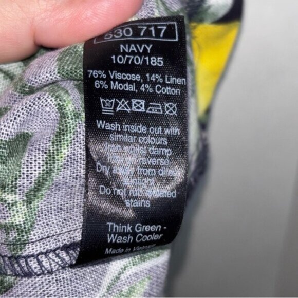 M&Co Lemon Print Sleeveless Dress Women’s 16 Linen Blend Knee Length Navy Dressy - Picture 4 of 9